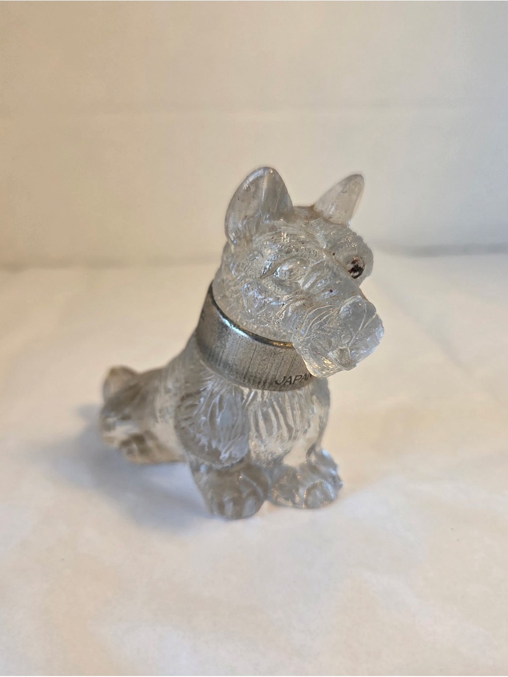 Vintage Clear Glass Terrier Dog Shape  Old Collectible Marked Scottie Dog